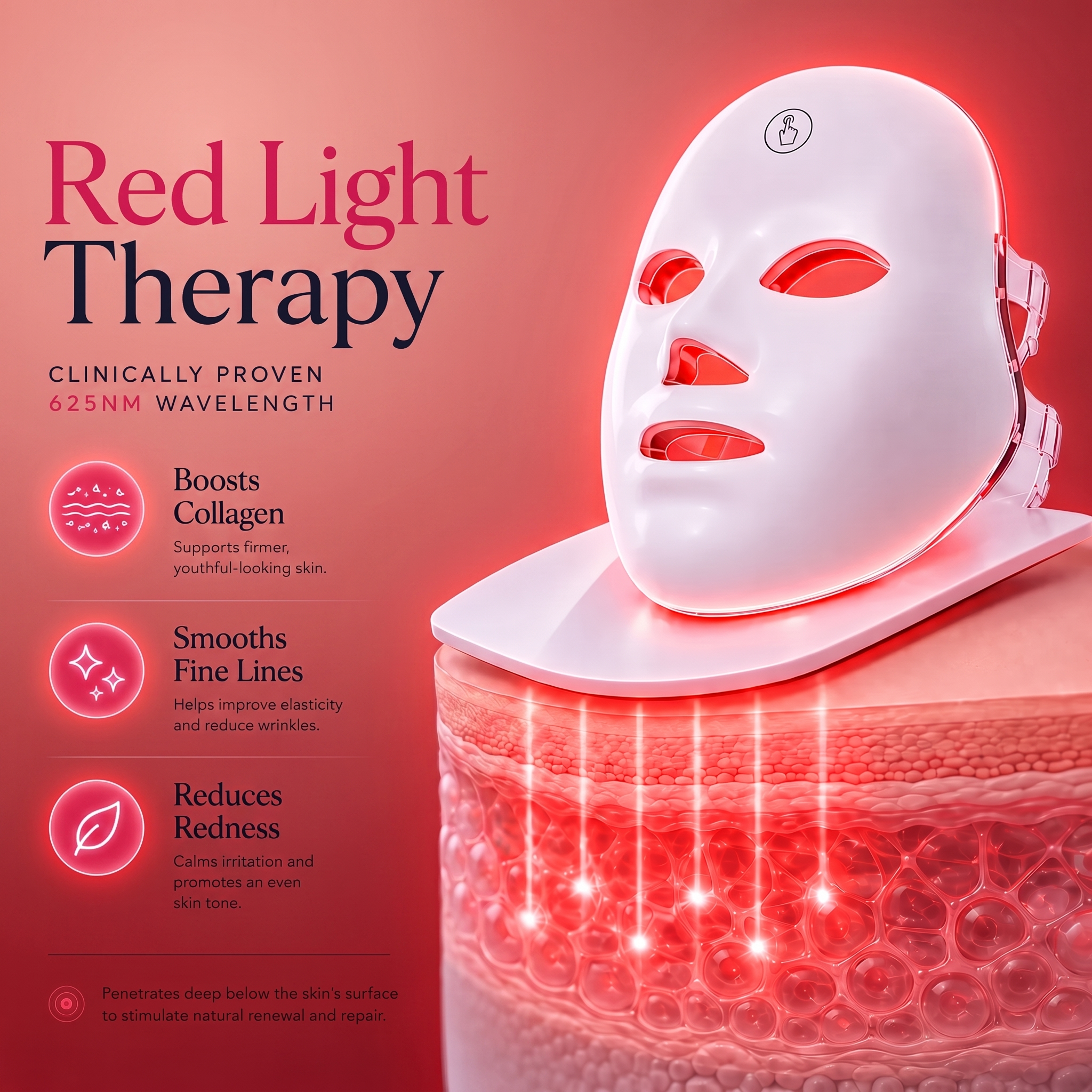 Red Light Mask – LED Red Light Therapy Face Mask for Skin