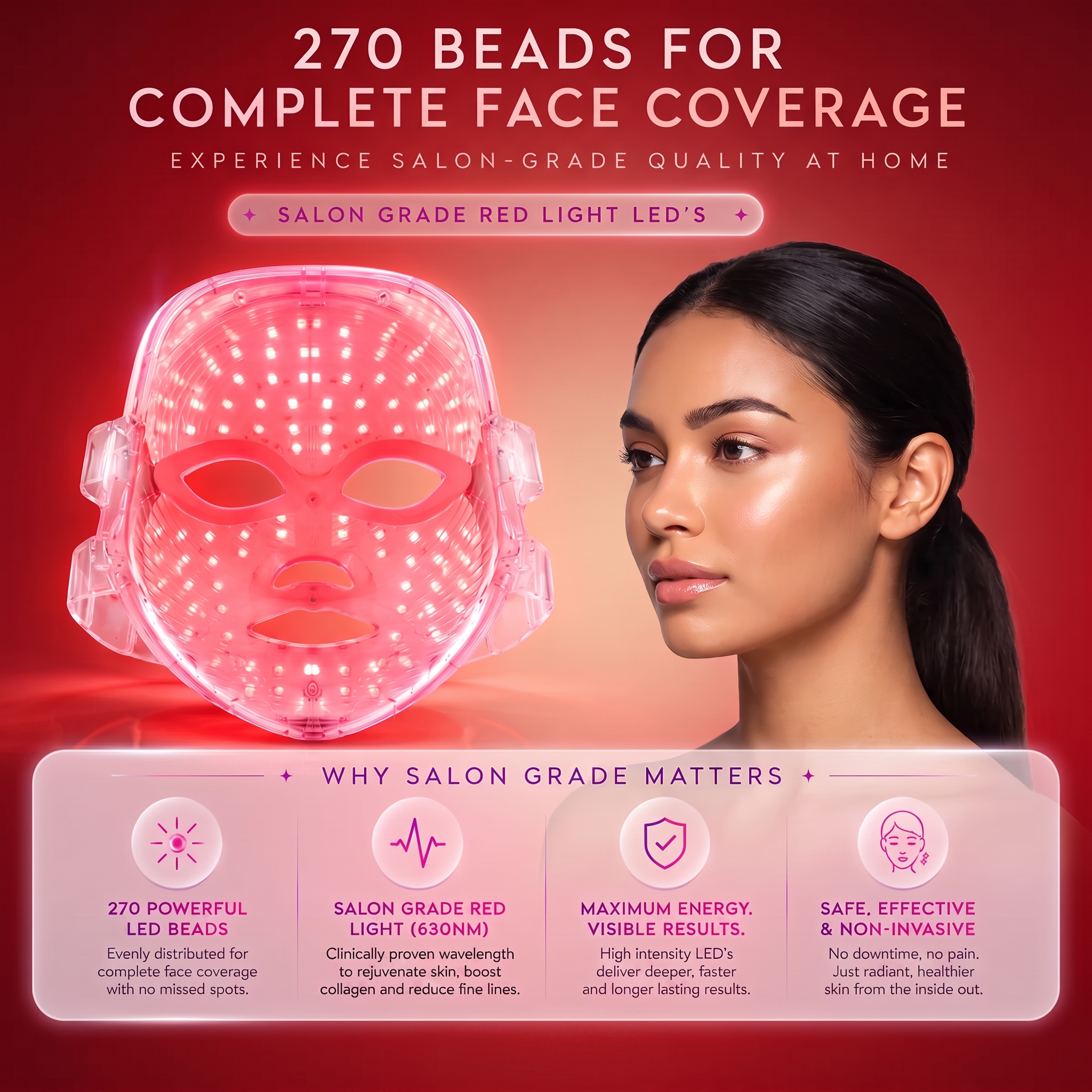 Red Light Mask – LED Red Light Therapy Face Mask for Skin